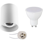 BES LED Opbouwspot Set - Pragmi Luxina Pro - Gu10 Fitting - Opbouw Rond - Mat - 6w - Warm 3000k - Verdiept - Kantelbaar - Wit