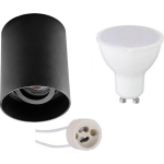 BES LED Opbouwspot Set - Pragmi Luxina Pro - Gu10 Fitting - Opbouw Rond - Mat - 4w - Helder/koud Wit 6400k - Verdiept - - Zwart