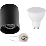 BES LED Opbouwspot Set - Pragmi Luxina Pro - Gu10 Fitting - Opbouw Rond - Mat - 6w - Warm Wit 3000k - Verdiept - - Zwart