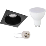 BES LED Led Spot Set - Aigi - Pragmi Minko Pro - Gu10 Fitting - Inbouw Vierkant - Mat - 8w - Helder/koud Wit 6400k - - Zwart