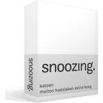 Snoozing Katoen Molton Hoeslaken Extra Hoog - 100% Katoen - Lits-jumeaux (180x220 Cm) - - Wit