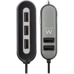 Ewent EW1355 Smart USB Autolader 5 Poorts 10.8A/Grijs - Negro