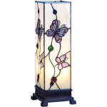 Clayre & Eef Tafellamp Tiffany 12*12*35 Cm E14/max 1*25w Meerkleurig Glas In Lood Vlinder Lumilamp 5ll-9301