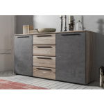 Meubella - Dressoir Maris - Betonlook - Licht Eiken - 150 Cm