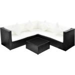 Vidaxl 4-delige Loungeset Met Kussens Poly Rattan - Zwart