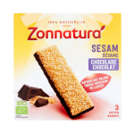 Zonnatura Sesam reep pure chocolade 3-pak 90 gram