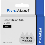 PrintAbout Huismerk Epson 26XL (T2621) Inktcartridge Hoge capaciteit - Zwart