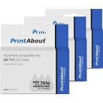 PrintAbout Huismerk compatible met HP 711 (CZ134A) Inktcartridge Cyaan Voordeelbundel