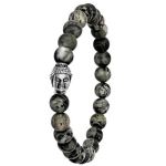 Lucardi Stalen armband met jasper stenen boeddha