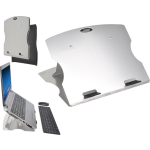 Desq ® Laptop standaard | 5 hoek standen | t/m 17" | Aluminium | Slechts 6mm dik | Incl. hoes/ muismat - Silver