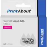 PrintAbout Huismerk Epson 26XL (T2633) Inktcartridge Hoge capaciteit - Magenta