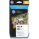 HP 303 Cartridges Combo Pack + 40 vellen 10x15 fotopapier