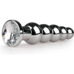 Zilveren dunne buttplug met kristal - Silver