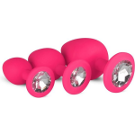 Siliconen Buttplug Met Diamant - - Roze