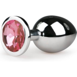Metalen buttplug met roze kristal - zilverkleurig - Silver