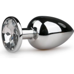 Zilveren metalen buttplug met kristal - Silver