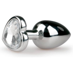 Zilveren buttplug met kristallen hart - Silver