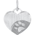 Lucardi Zilveren hanger graveerplaat hart hondenpoot
