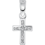 Lucardi Zilveren hanger kruis met zirkonia