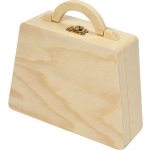 Creotime houten tas met sluiting 17,5 x 13,5 cm - Bruin