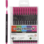 Colortime fineliner lijndikte 0,6-0,7 mm donker 12 stuks - Roze