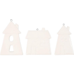 Creotime huis hanger 7,6-9,7 cm terracotta 3 stuks - Wit