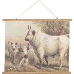 Clayre & Eef Wandkaart koeien - 100*2*75 cm - bruin - linnen - rechthoekig - koeien - - 5WK0029
