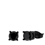 Lucardi Stalen oorbellen blackplated met zwarte zirkonia