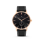 Kaliber 7KW-00004 Horloge met lederen band zwart en rosékleurig 40 mm
