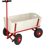 Eurotrail bolderwagen 95 x 61 cm hout/staal bruin/ - Rood