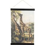 Clayre & Eef Wandkaart dieren - 40*2*60 cm - meerkleurig - linnen - rechthoekig - giraffen - - 6WK0032