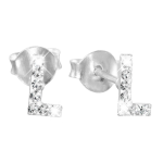 Lucardi Zilveren kinderoorbellen initialen kristal