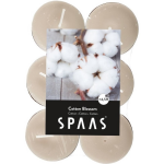 Spaas 12x Geurtheelichtjes Cotton Blossom 4,5 branduren - Geurkaarsen katoen/bloesem geur - Waxinelichtjes - Beige