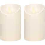 Anna's Collection 2x Creme parel LED kaarsen / stompkaarsen 12,5 cm - Luxe kaarsen op batterijen met bewegende vlam