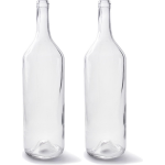 Bellatio Decorations Set van 2x stuks transparante fles vaas/vazen van glas 14 x 53 cm - Woonaccessoires/woondecoraties - Glazen bloemenvaas - Flesvaas/flesvazen