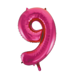 Cijfer 9 folie ballon van 86 cm - Roze