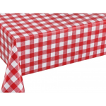 Buiten tafelkleed/tafelzeil boeren ruit/wit 140 x 180 cm rechthoekig - Tuintafelkleed tafeldecoratie met ruitjes - Rood