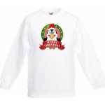 Bellatio Decorations Kerst sweater / trui voor kinderen met pinguin print - wit - jongens en meisjes sweater