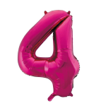 Cijfer 4 folie ballon van 86 cm - Roze