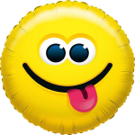 Folie ballon tong uitsteken smiley 35 cm - Folieballon tong uitstekende emoticon 35 cm - Geel