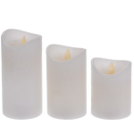 Bellatio Decorations Set van 3te led kaarsen met afstandsbediening - LED stompkaarsen - Wit