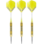 McKicks 1x Set van 3 dartpijlen Speedy Yellow Brass 19 grams - Darten/darts sport artikelen pijltjes messing