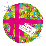 Folie cadeau sturen helium gevulde ballon Gefeliciteerd/Happy Birthday roze strik 46 cm - Folieballon verjaardag versturen/verzenden