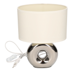 Zilveren tafellamp/bureaulamp van porselein met zilvergrijze lampenkap - Schemerlamp 26 cm - E14 - Schemerlampen/bureaulampen - Silver