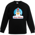 Kersttrui Merry Christmas pinguin kerstbal jongens en meisjes - Kerstruien kind - Zwart