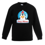 Kersttrui Merry Christmas pinguin kerstbal jongens en meisjes - Kerstruien kind - Zwart