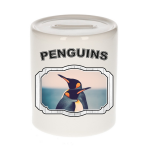 Bellatio Decorations Dieren liefhebber pinguin spaarpot 9 cm jongens en meisjes - keramiek - Cadeau spaarpotten pinguins liefhebber