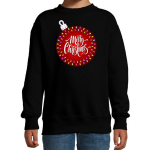 Bellatio Decorations Foute kersttrui / sweater kerstbal Merry christmas voor kinderen - kerstkleding / christmas outfit - Zwart