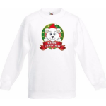 Bellatio Decorations Kerst sweater / trui voor kinderen met ijsbeer print - wit - jongens en meisjes sweater