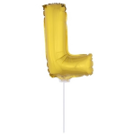 en opblaas letter ballon L op stokje 41 cm - Goud